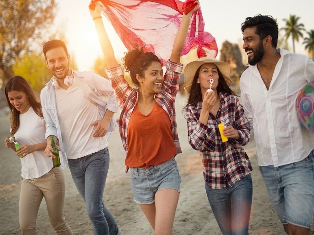 Friends having fun at the beach